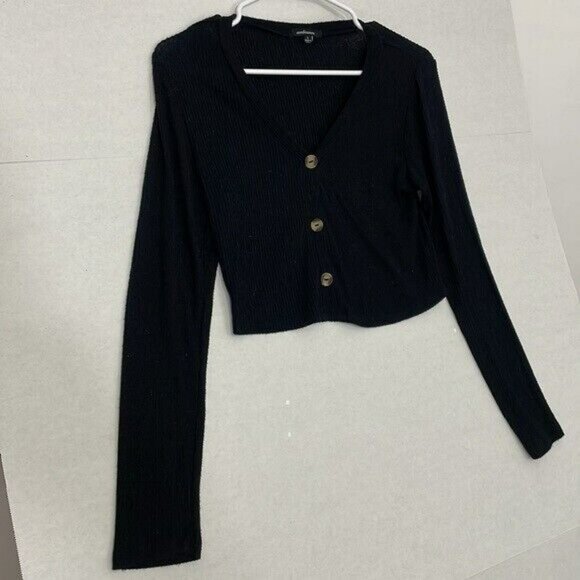 Ambiance Crop Top, Soft Ribbed Knit Black, Large - Picture 2 of 8